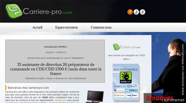 carriere-pro.com : arnaque emploi et appel surtaxé
